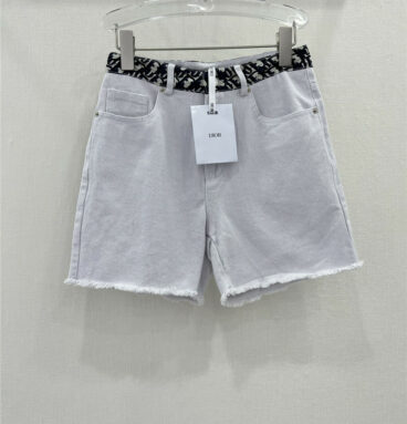 Dior new waist old flower jacquard patchwork denim shorts