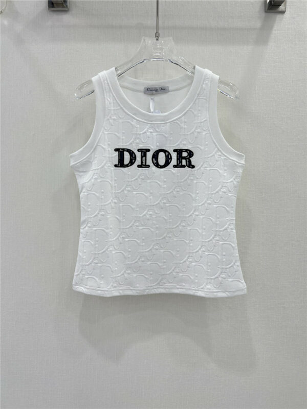 Dior summer new jacquard patch vest top