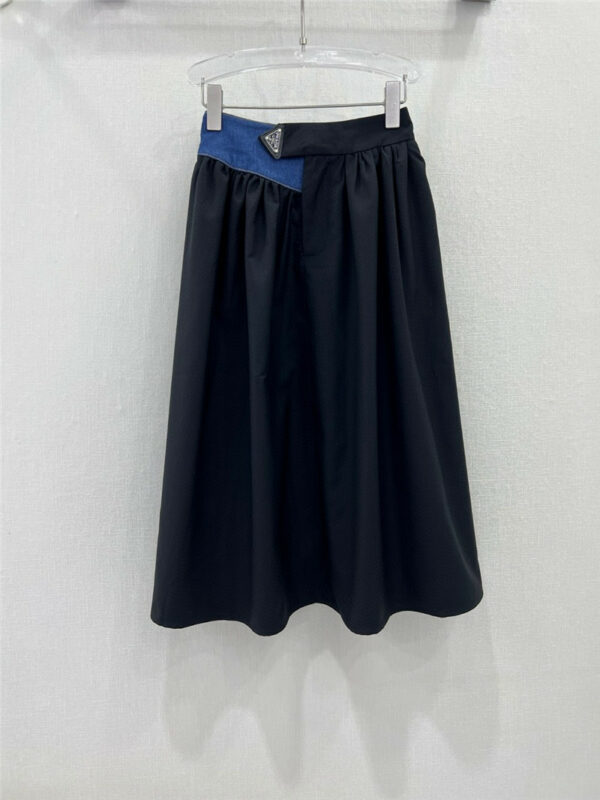 prada new denim splicing oversize skirt