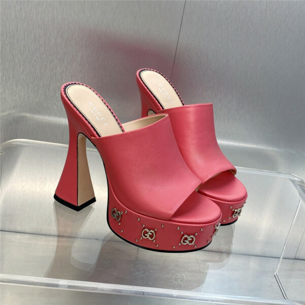 gucci high heel round toe candy color women's shoes