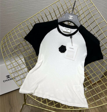 Chanel new camellia raglan shoulder short-sleeved T-shirt