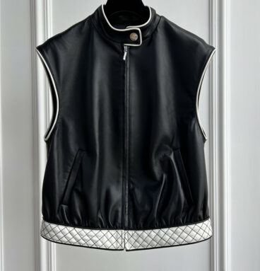 chanel lambskin rhombus vest leather jacket