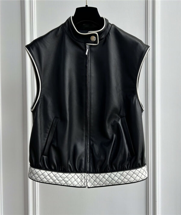 chanel lambskin rhombus vest leather jacket