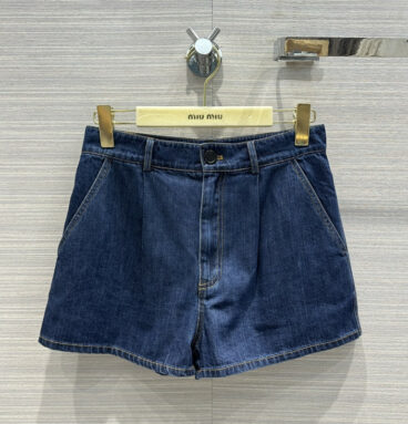 miumiu new vintage blue primary color denim shorts