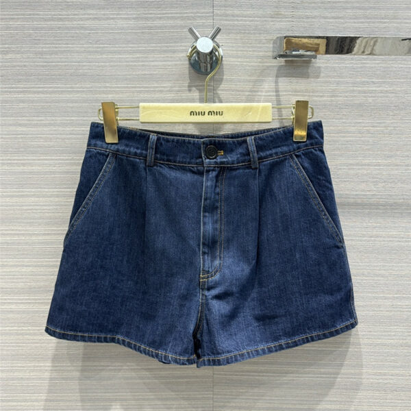 miumiu new vintage blue primary color denim shorts