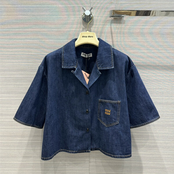 miumiu Vintage Blue Denim Short Sleeve Shirt