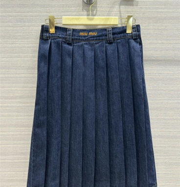 miumiu vintage blue denim pleated skirt