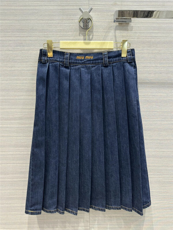 miumiu vintage blue denim pleated skirt