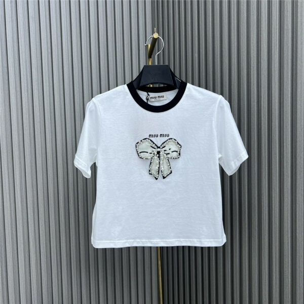 miumiu heavy industry bow short T-shirt