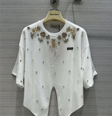 miumiu short-sleeved T-shirt with floral sequins