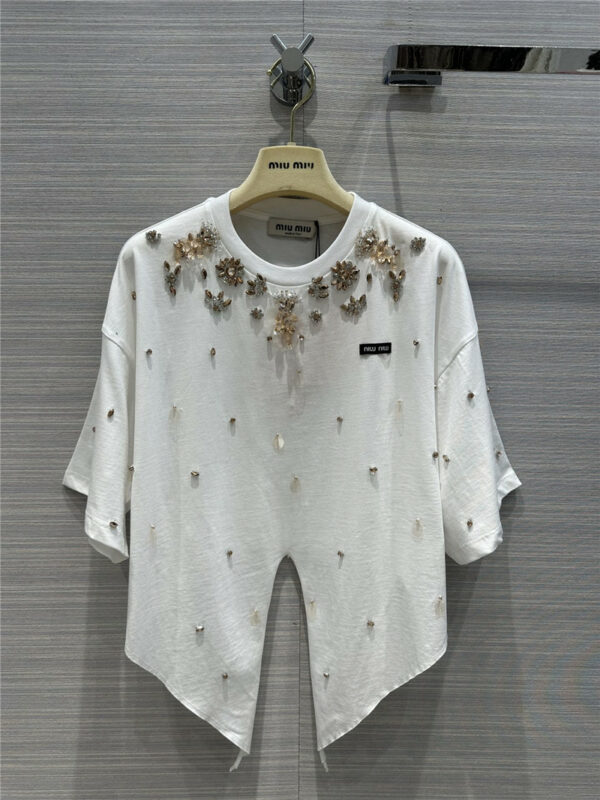 miumiu short-sleeved T-shirt with floral sequins
