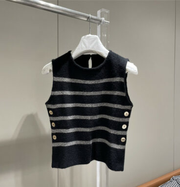 Dior spring and summer new color matching striped vest