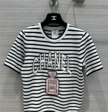 Chanel black and white striped knitted top