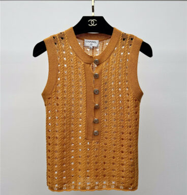 chanel hollow knit tank top