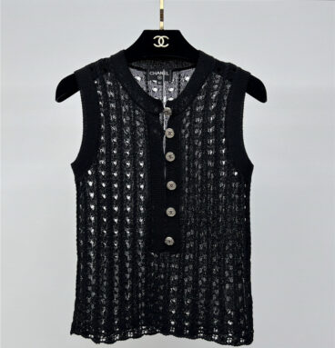chanel hollow knit tank top