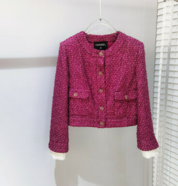 Chanel new plum purple fake two-piece tweed coat