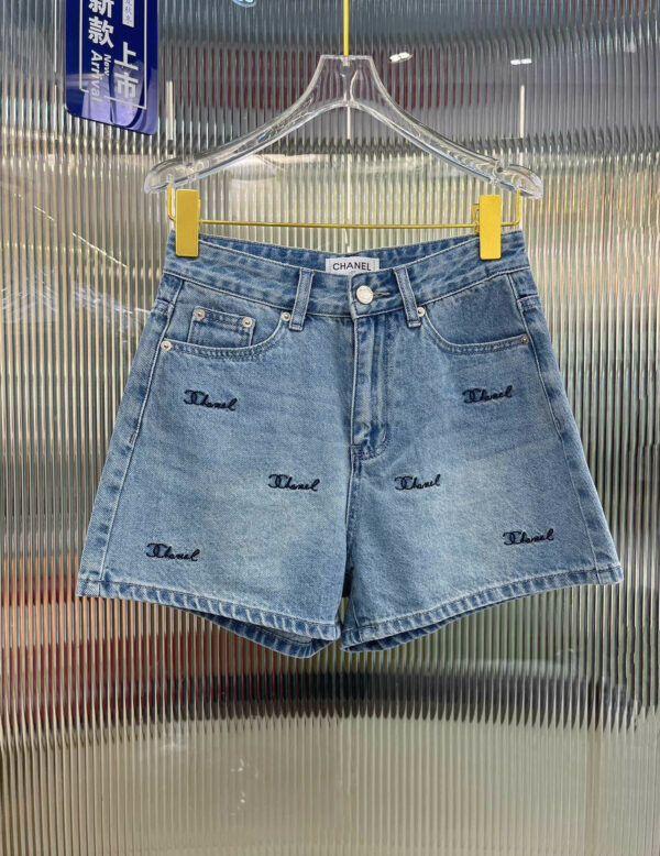 Chanel summer new letter embroidery denim shorts