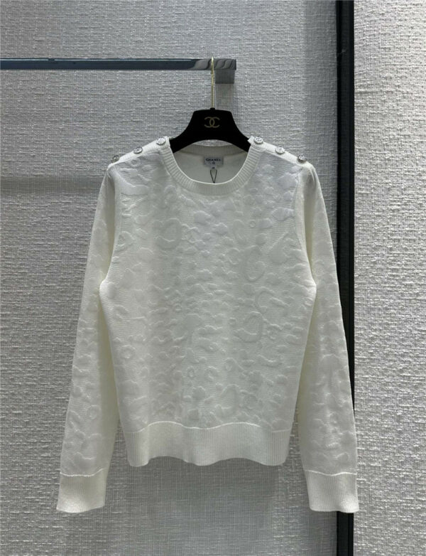 Chanel dark pattern leopard intarsia pullover sweater