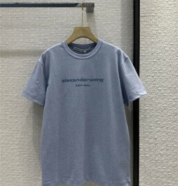 alexander wang logo foam print blue short-sleeved T-shirt