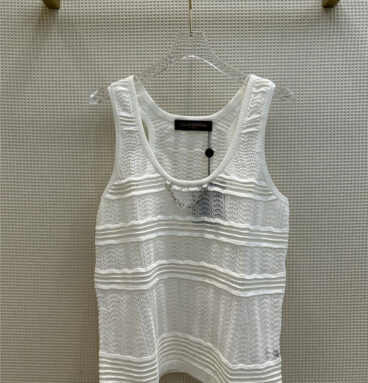 louis vuitton LV chain trim striped knitted vest top