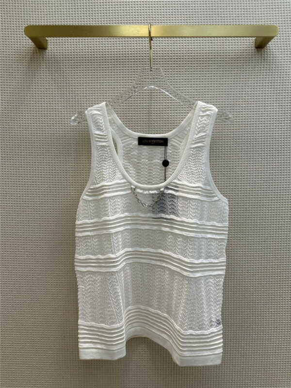 louis vuitton LV chain trim striped knitted vest top