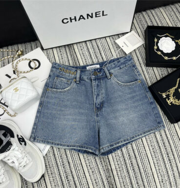 Chanel contrast pocket denim shorts