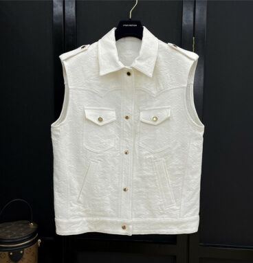 louis vuitton LV milky white chest double pocket design vest
