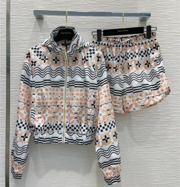 louis vuitton LV by the pool series hooded jacket + shorts set