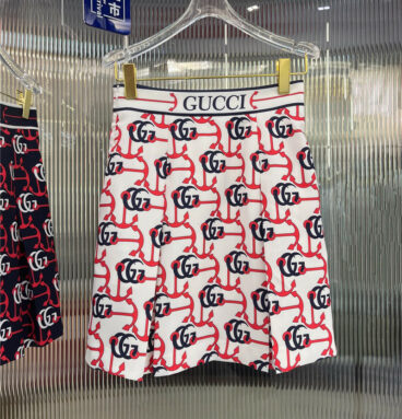 gucci Double G anchor print pleated skirt
