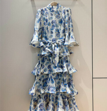 ZIMM floral-print tiered fan dress