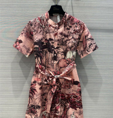 dior animal jungle jouy print short-sleeved dress