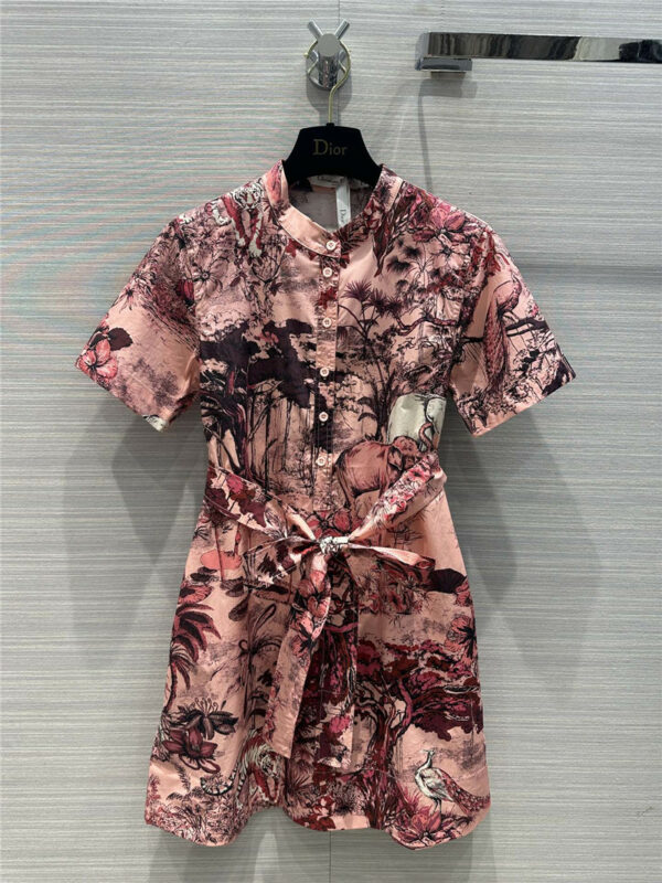 dior animal jungle jouy print short-sleeved dress