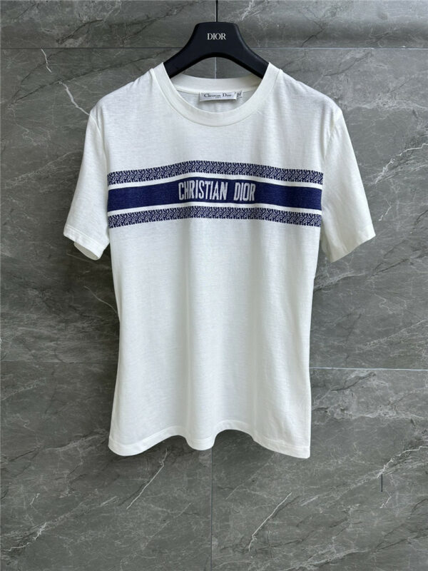 dior striped letter T-shirt