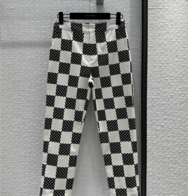 louis vuitton LV new black and white checkerboard print trousers