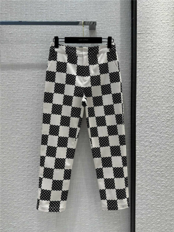 louis vuitton LV new black and white checkerboard print trousers