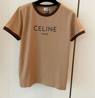 celine new color contrast side letter short sleeves