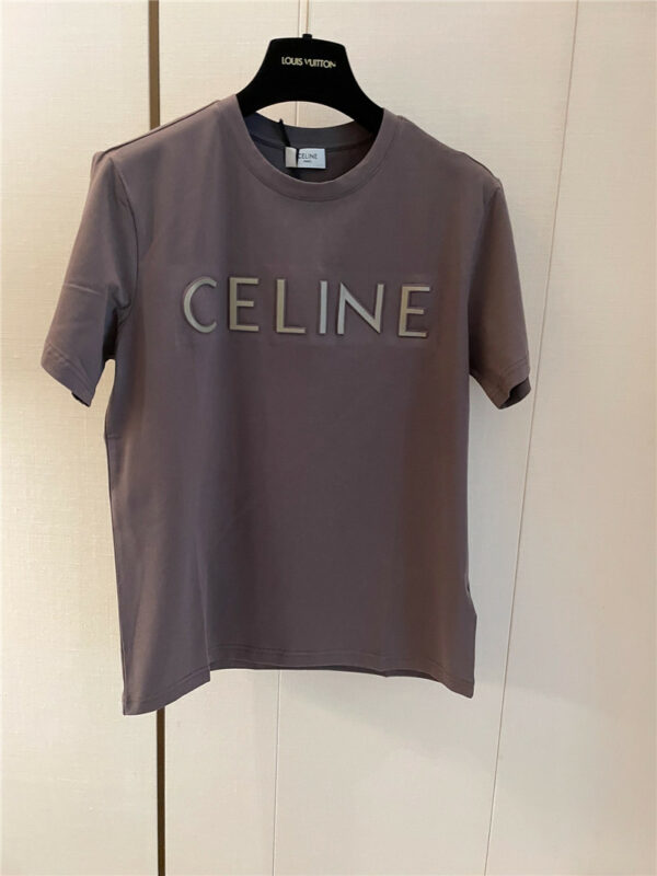 celine new three-dimensional letter embossed short sleeves