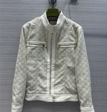 gucci white jacquard GG jacket coat