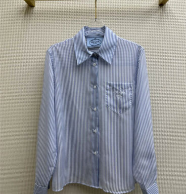 prada striped organza light blue shirt