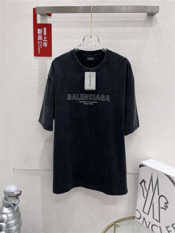Balenciaga Washed Distressed Basic Printed T-Shirt