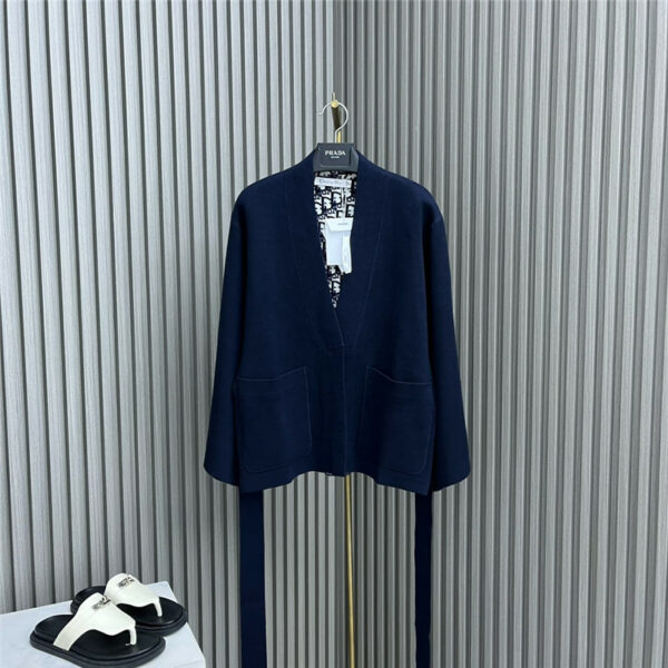 dior tie cashmere knitted coat