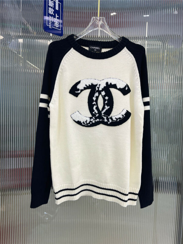 Chanel new color matching knitted long-sleeved sweater