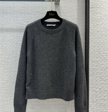 dior round neck zipper cashmere sweater