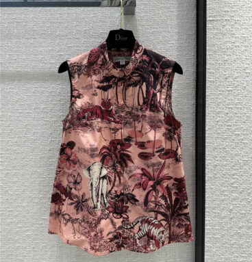 Dior Lani Pink Voyage Jouy Print Sleeveless Shirt