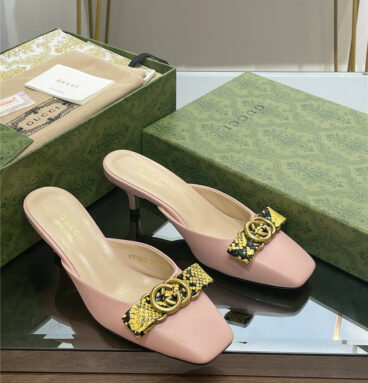 gucci early autumn cat heel Muller slippers