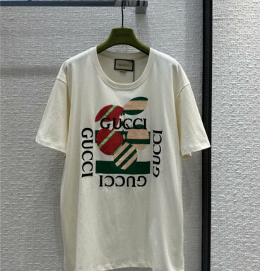 gucci sequin logo embroidery large T-shirt