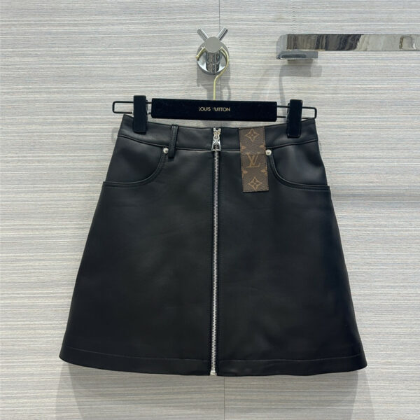 louis vuitton LV presbyopic leather pocket zipper skirt