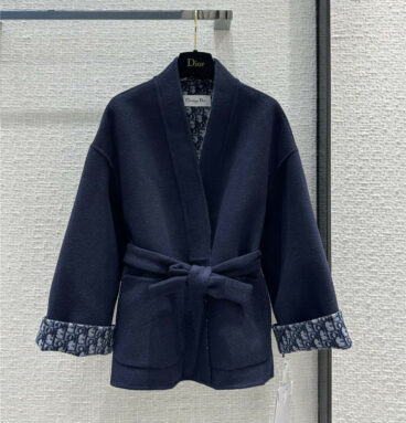 Dior double-faced wool tie short wool coat