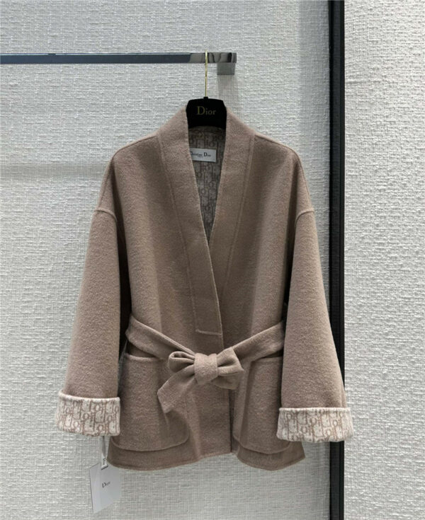 Dior double-faced wool tie short wool coat