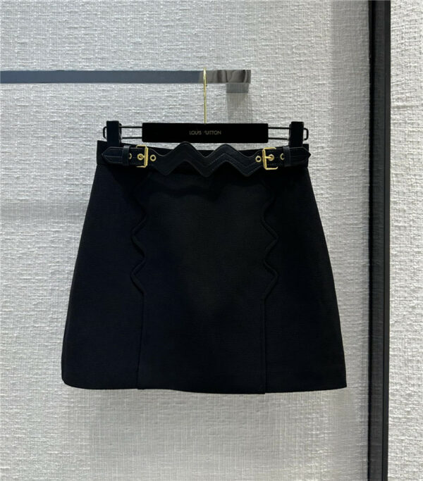 louis vuitton LV wave design black skirt